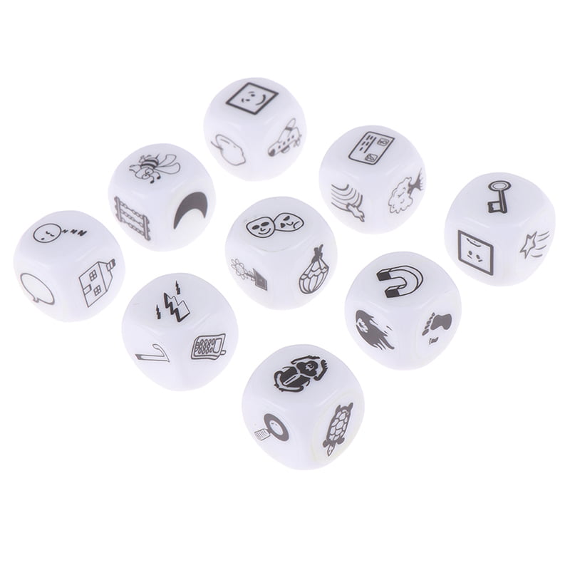 9pcs Dice Telling Story with Bag Story Dice Game Family Imagine Magic Toys_wk 