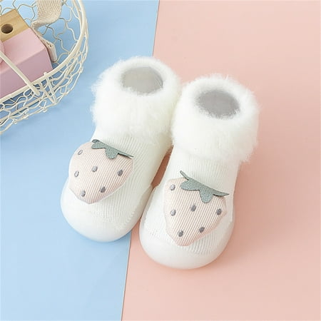 

TOWED22 Toddler Boy Sneaker Toddler Kids Baby Boys Girls Shoes First Walkers Thickened Warm Cute Cartoon Antislip Brown
