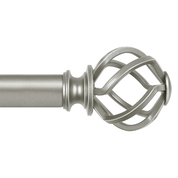 Adjustable Single Curtain Rod Antique Silver 32-58" For Windows