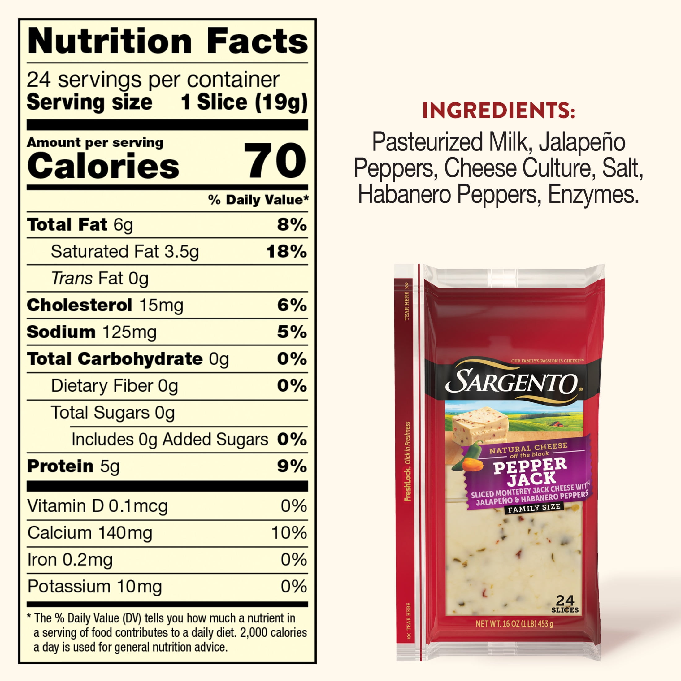 Sargento® Sliced Pepper Jack Natural Cheese, 24 Slices
