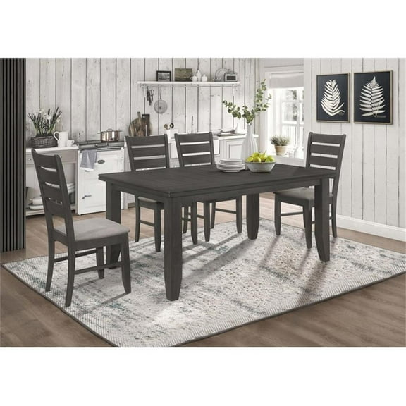 Maklaine 5-piece Transitional Wood Rectangular Dining Set in Gray