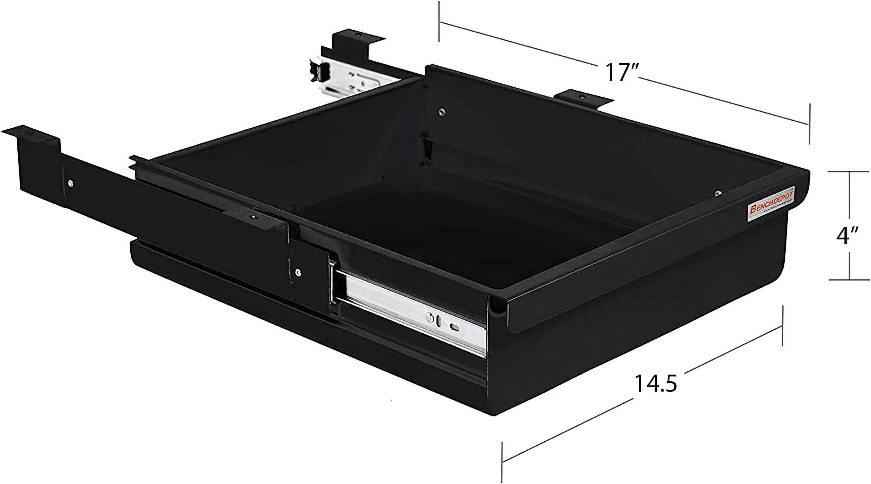 Steel Drawer 4" High with Full Ball Bearing Suspension - 2"High x 14.5" Wide x 17" Length - Black