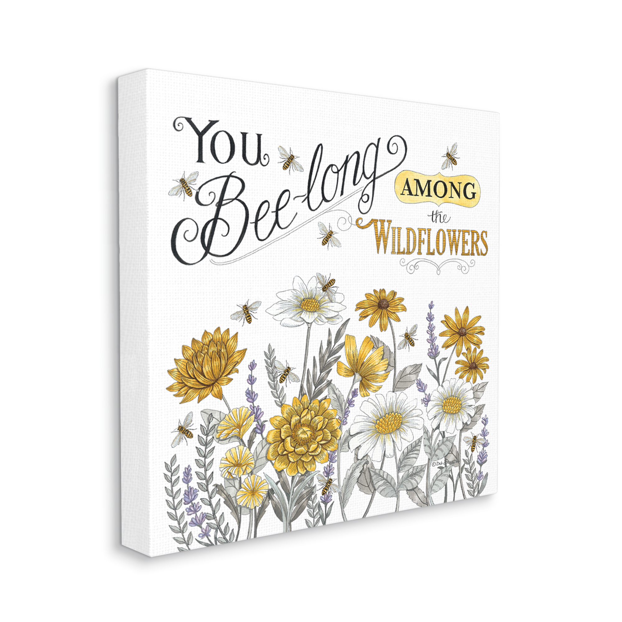 Stupell Industries Encouraging Bumble Bee Quote Blossoming Flower Meadow Graphic Art Gallery Wrapped Canvas Print Wall Art, Design by Deb Strain