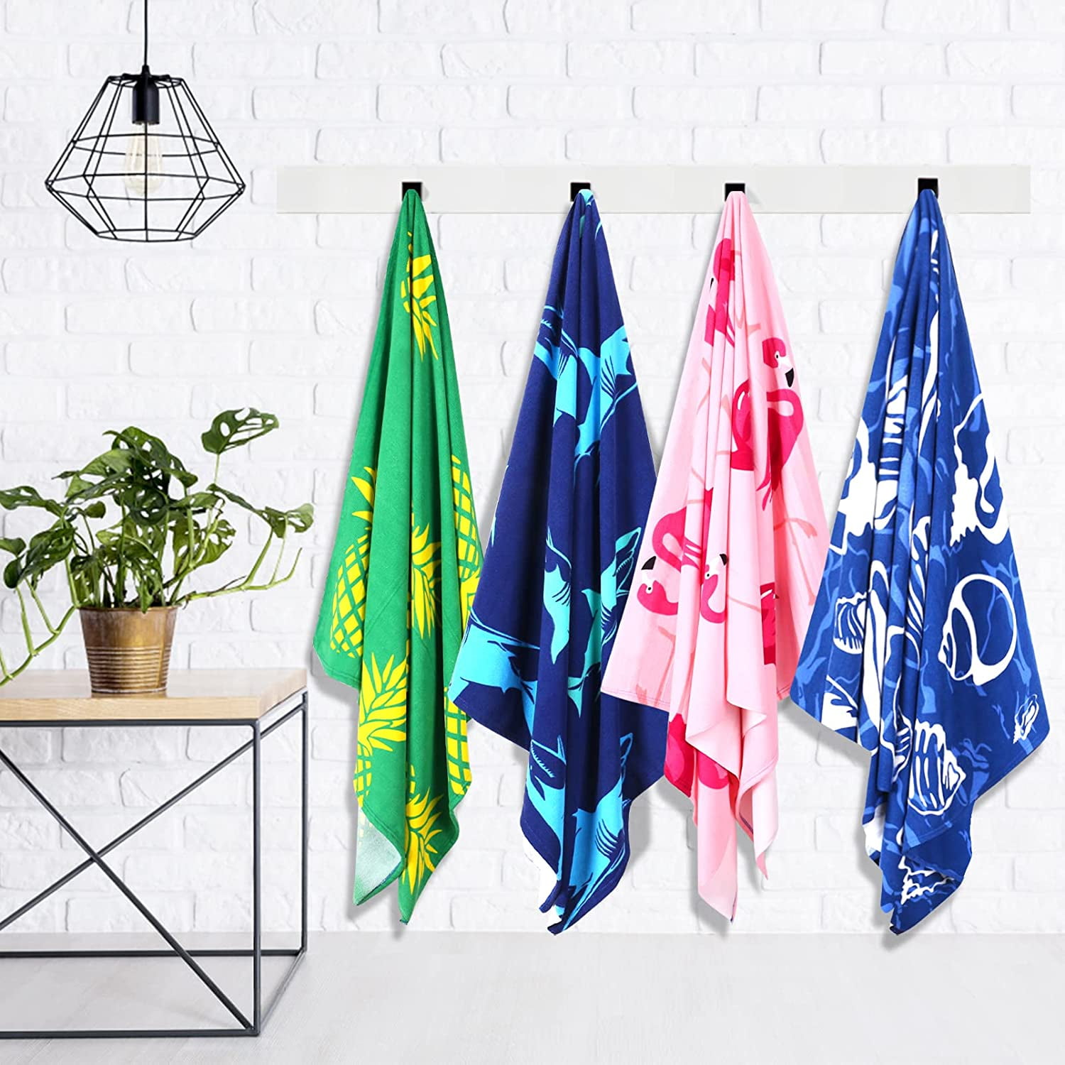 4 Packs Oversized Beach Towel Set, 36 x 72 in XL Extra Large Big Soft Clearance Pool Swim Travel Towels Blanket for Adult Women Men Camping Cruise Lounge Cover Gift