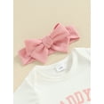 thumbnail image 6 of CIYCuIT Baby Girls Summer 3Pcs Outfits Short Sleeve Letter Print Romper Tops + Elastic Waist Shorts + Headband 3M 6M 12M 18M Newborn Infant Cute Short Pants Sets, 6 of 9