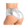 thumbnail image 2 of YiZYiF Womens Shiny Faux Leather Rave Dance Booty Shorts Fitness Yoga Hot Pants, 2 of 7