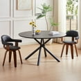 thumbnail image 2 of Kevinplus 53.14'' Round MDF Coffee Table End Table Short Leisure Tea Table Cross Legs Metal Base, Easy to Assemble,BLACK, 2 of 7