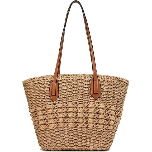 Straw Beach Bags for Women Woven Beach Tote Bag Casual Boho Large Shoulder Handbags Purse for Vacation Holiday