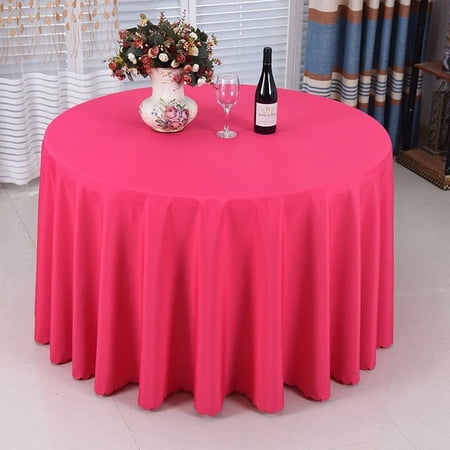 Picnic Party Polyester Tablecloth Plain Crochet Tablecloth Family Round Tablecloth (1.6M Diameter) - Rose Red 1Pc Wallpaper