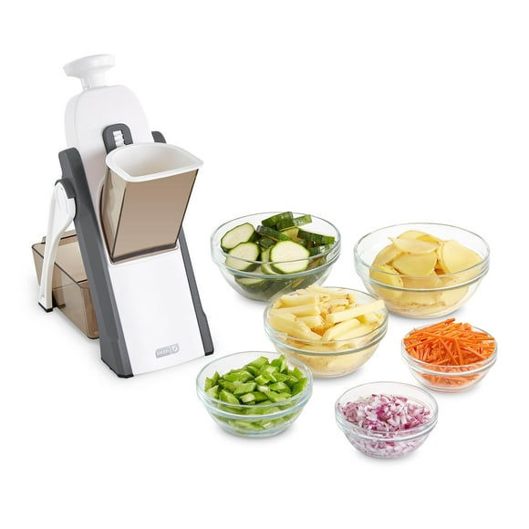Cortadora de mandolinas DASH Safe Slice® Julienne + Dicer, color gris