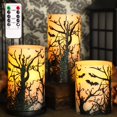thumbnail image 1 of Set de velas sin llama FLAVCHARM Halloween con mando a distancia, 3 unidades, 1 of 7
