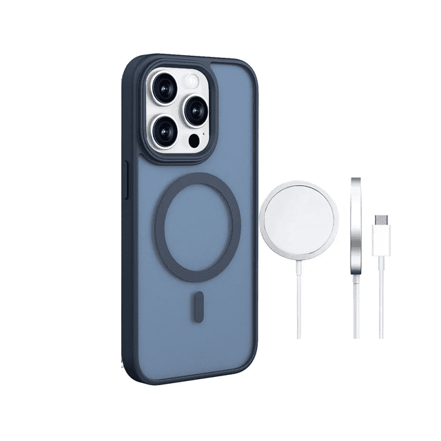 Funda Para iPhone 12 Pro + Cargador Inalámbrico 15w + Mica De Vidrio Templado Eo Safe Imports Azul