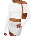 thumbnail image 4 of GEWSEY Womens Off The Shoulder Tops Long Sleeve Going Out Basic Shirts Cute Y2K Fall Trendy Fashion 2025 (White, XL), 4 of 7