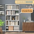 thumbnail image 4 of 5-Tier Bookshelf, White Bookshelf with Storage Shelves, Metal Bookshelves, 69" Tall Bookcase for Living Room, Library, Office, Bedroom, Including Book Stopper,Simple Assembly, 4 of 6