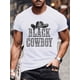 thumbnail image 1 of Camiseta 100 % algodón para hombre - Estampado gráfico de vaquero vaquero negro, cuello redondo, manga corta, ideal para verano, Día del Trabajo, cómoda para uso diario, corte holgado, ideal para días, 1 of 6