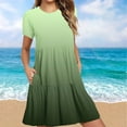 thumbnail image 2 of Clearance! Erwazi Summer Casual Dresses for Women Swing Short Sleeve T Shirt Dresses Tiered Flowy Beach Mini Dress with Pockets, 2 of 6