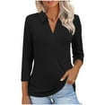 thumbnail image 3 of Garbnen Womens Polo Shirts Women's 3/4 Sleeve Tops Women's Collared Shirts Half Sleeve Womens Work Shirt, 3 of 5