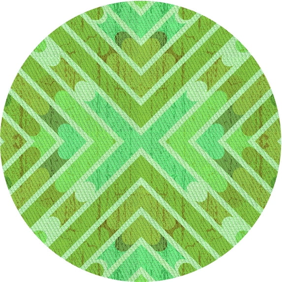 Ahgly Company Indoor Round Patterned Emerald Green Area Rugs, 6' Round