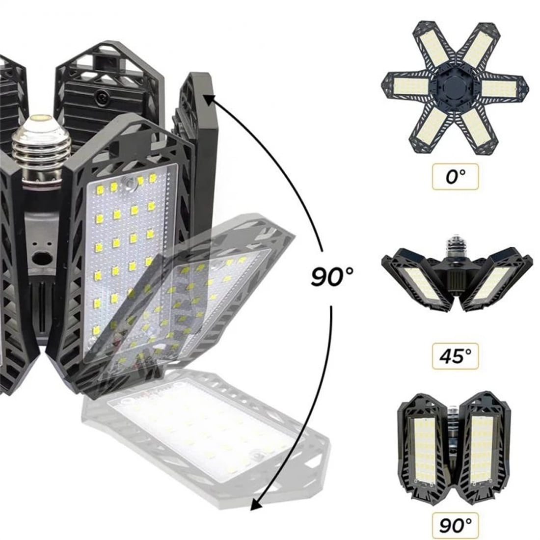 12000LM 6500K LED Garage Lights Ceiling Light with 6 Adjustable Panels Ultra Bright Deformable LED Shop Light for Garage Basement Workshop 185W, 2 Pack
