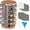 Wood, variant on Revolving Spice Rack Set with 20 Spice Jars, Kitchen Spice Tower Organizer for Countertop or Cabinet -- Carousel Storage Includes 386 Spice Labels -- Desktop Rotating Seasoning Organizer