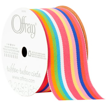 Offray Ribbon, Multi 1 1/2 inch Stripe Grosgrain Ribbon for Sewing, Crafts, and Gifting, 9 feet, 1 Each