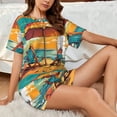 thumbnail image 4 of Goofa Vintage Beach Sunset for Womens Cotton 2 Piece Pajamas Set Classic Short Sleeve Pjs Set Soft Button Down Sleepwear Loungewear-X-Large, 4 of 7