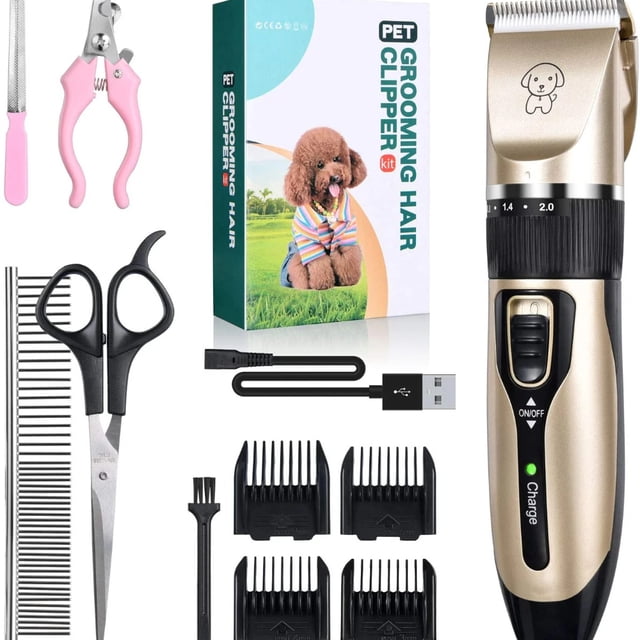 Pet Electric Hair Pusher Shaver Low Noise Rechargeable Hair Clipper Beauty Set