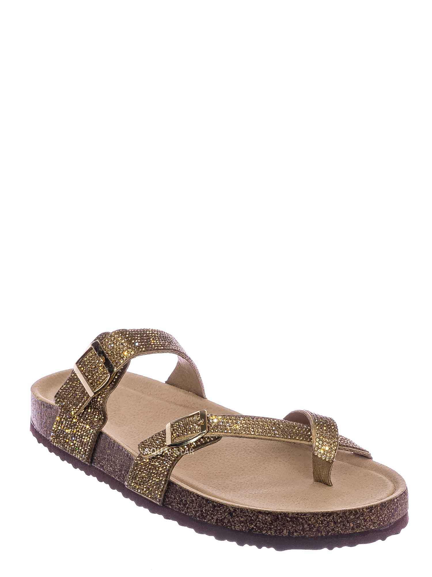Rhinestone Molded Footbed Sandal - Women Crystal Slide In Contour Insole -  Walmart.com