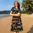 thumbnail image 4 of Balery Yellow Excavator Vestidos sueltos de manga corta para mujer, vestidos de verano 2025, vestidos casuales de corte A con vuelo., 4 of 6