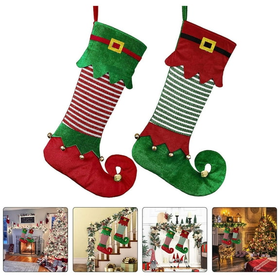 Uonlytech 2Pcs Holiday Decoration Christmas Socks Assorted Color for Family Friends