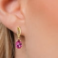 thumbnail image 3 of Gem Stone King 14K Yellow Gold Pure Pink Mystic Topaz and Lab Grown Diamond Earrings for Women | 3.25 Cttw | Gemstone November Birthstone | Pear Shape 9X6MM, 3 of 6