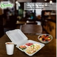 thumbnail image 6 of Compostable 3 Compartment Square Hinged Clamshell Take Out Food Containers 9x9x3 - Heavy Duty Quality Disposable to go Containers, Eco-Friendly , Bagasse Fiber Containers with Lids (50), 6 of 8