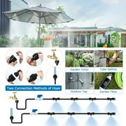 BSHAPPLUS Misting Cooling System,50Ft Misting Line,Misters System for Outdoor Patio Garden Greenhouse Pasture with 12 T-Joints & Brass Nozzles & Adapter Convert