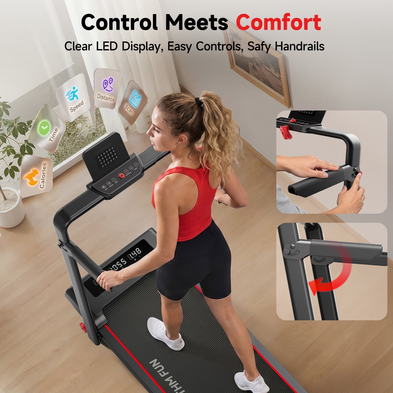 ACEVIBE Walking Pad with Incline, Foldable Walking Pad Treadmill with Handle for Home/Office