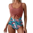thumbnail image 2 of One Piece Swimsuit for Women Tummy Control Slimming Bathing Suit Cutout Tie Knot Printed Swimwear, 2 of 5