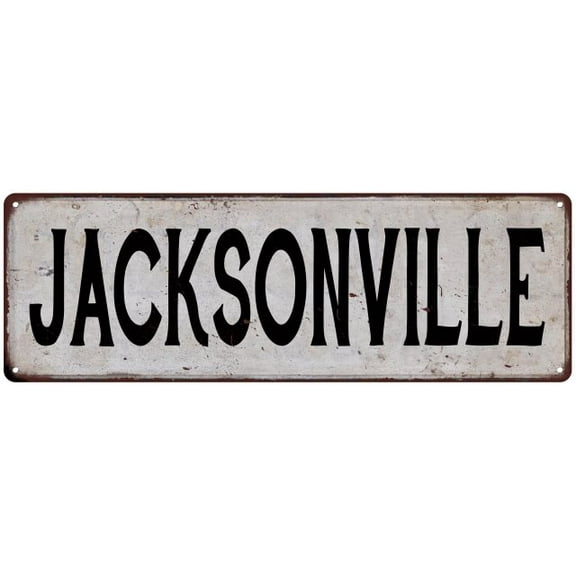 JACKSONVILLE Vintage Look Rustic Metal City State Sign 6 x 18 High Gloss Metal 206180041355