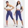 thumbnail image 6 of BALEAF Womens High Waisted Capri Leggings with Pockets Tummy Control Yoga Gym Pants Navy Blue XL, 6 of 7
