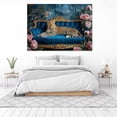 thumbnail image 4 of Mudket Leopard on Blue Velvet Sofa with Peonies Canvas Wall Art, Framed Leopard Print Wall Decor for Living Room Bedroom, Elegant Animal Wall Art, Ready to Hang - 12"L x 8"W, 4 of 10