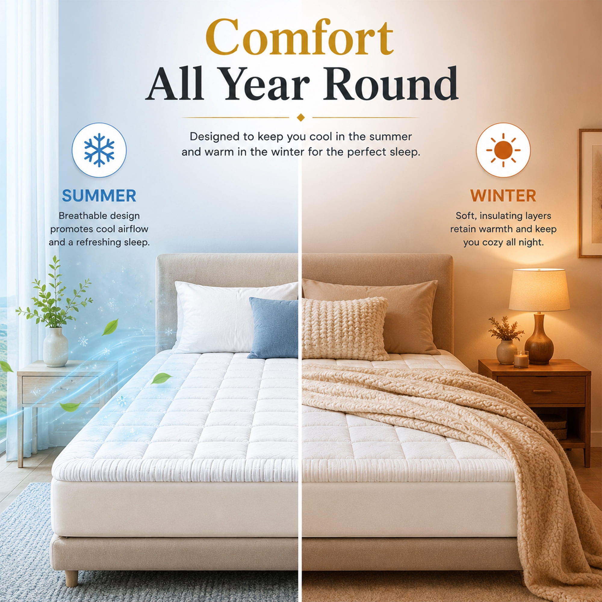 Continental Sleep, Quilted Fitted Mattress Pad – Fitted Elastic Quilted Protector, Cover Stretches up to 18 Inches Deep Pocket - Machine Washable Topper, Twin, White