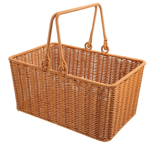 BERTDOMD Pastoral Style Woven Basket Fruits Vegetable Storage Basket Picnic Food Carrying Basket Food Container