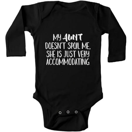

My Auntie Doesn t Spoil Me Just Very Accommodating Unisex Baby Bodysuit Cartoon Long Sleeve Romper Jumpsuit