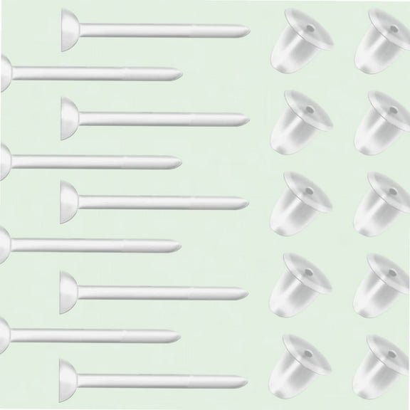 Clear Earrings for Sensitive Ears, 3mm Plastic Stud Earrings for Sports/Work, Invisible Earrings - 100 Pairs with Earring Backs and Blank Pins (200 pieces/100 Pairs)