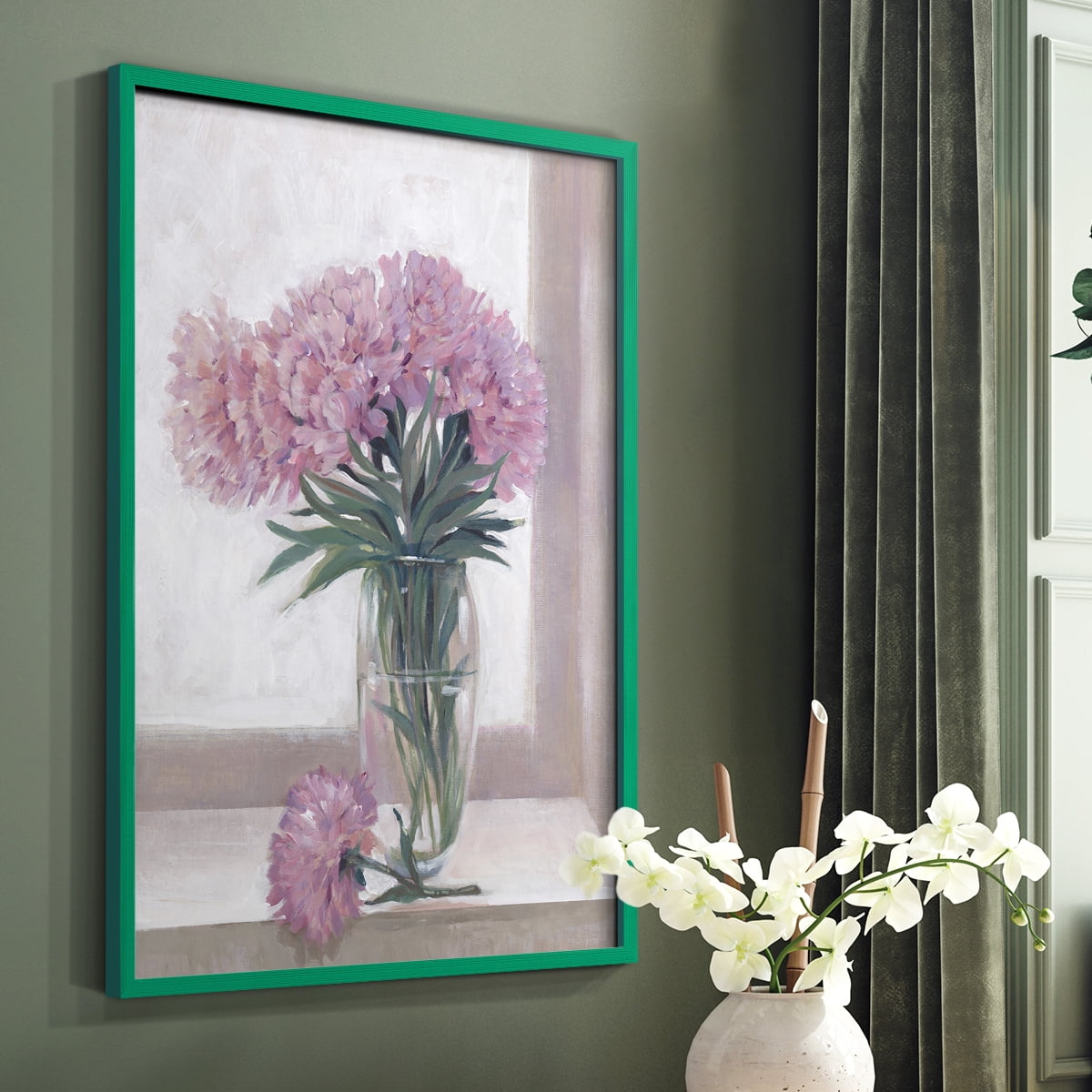 Windowsill Floral I Framed Print - Solid Wood in Single Picture Frame Solid Wood 2 Framed Print