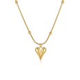 thumbnail image 1 of Cute Heart Necklace Petite Gold Heart Charm Choker Necklace Cube Heart Charm Choker 14K Gold Plated Beaded Chain, 1 of 5