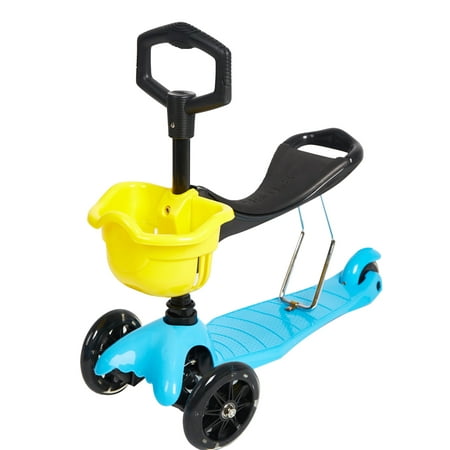 KARMAS PRODUCT 3 in 1 Kick Scooter with Removable Seat great for kids & toddlers-Adjustable Height w/Extra-wide Deck PU Flashing Wheels for Children from 2 to 8