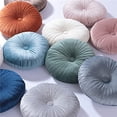 thumbnail image 4 of Pure Color Quilted Round Pumpkin Throw Pillow Cushion Sofa Lumbar Pillow Decorative Pillow (Buttonless Shrimp Powder, 40CM8CM), 4 of 6