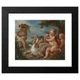 thumbnail image 2 of Charles-Joseph Natoire 14x12 Black Modern Framed Museum Art Print Titled - Putti Adorning a Swan with a Garland of Flowers (1760), 2 of 5
