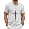thumbnail image 2 of Ceisia Men's Short Sleeve Vintage Polo Shirt Fashion Print Waffle Knit Half Button Casual Soft Collared Everyday Top Gifts for Father White M, 2 of 4