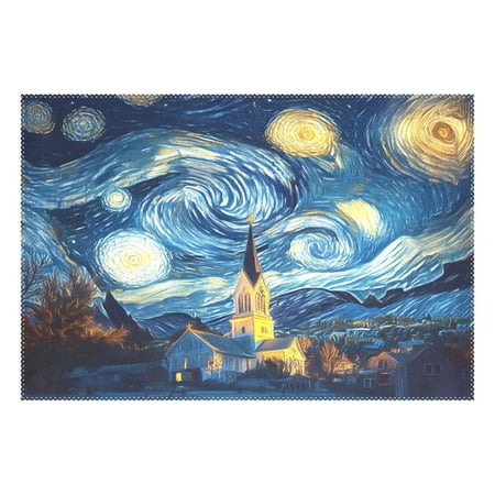 

Ryvnso 1 Piece Placemats Starry Sky Oil Paint Dining Mats Heat-Resistant Non-Slip Washable Table Mat