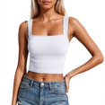 thumbnail image 2 of ZHOGXU Women's Cropped Tank Tops Sleeveless Square Neck Solid Color Comfortable Lightweight Slim Fit Layering Camisole For Casual Daily Wear,Wh1,Xxl, 2 of 4